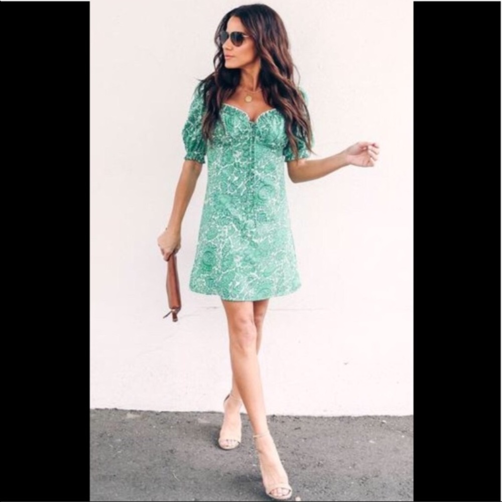 ViCi Emerald puff sleeve Sundress🧩 - Picture 2 of 8